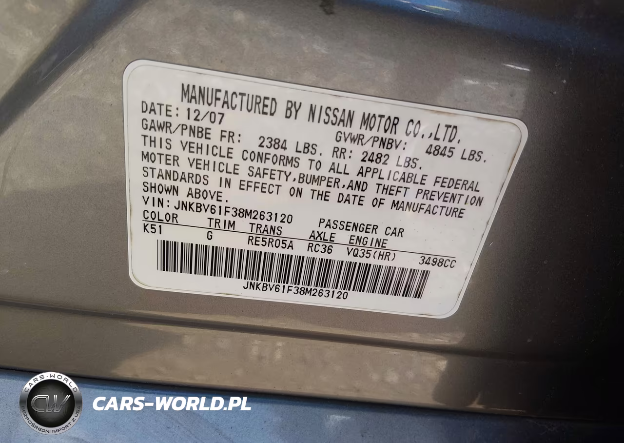2008 Infiniti G35X VIN:JNKBV61F38M263120 - 9