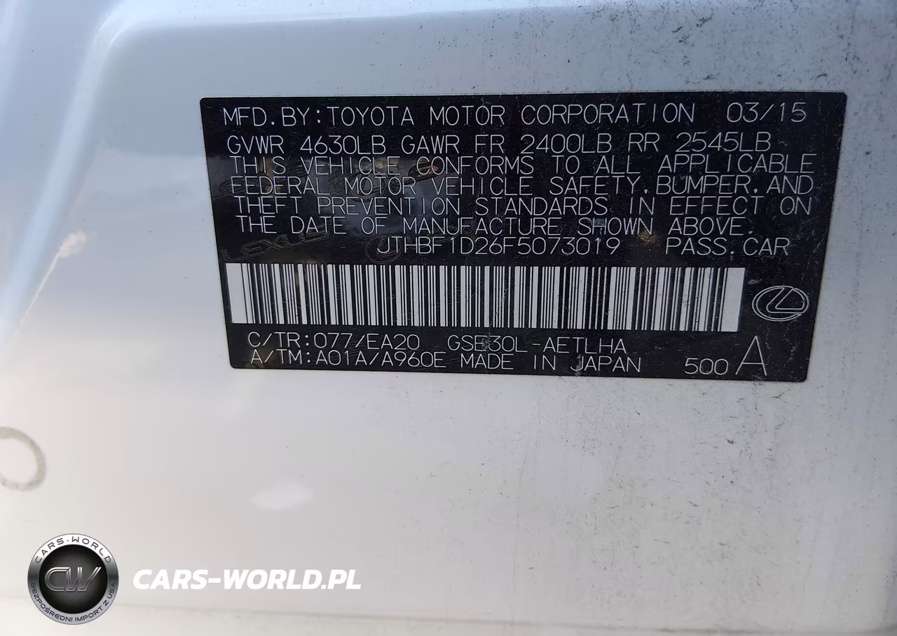 2015 Lexus Is 250 VIN:JTHBF1D26F5073019 - 9