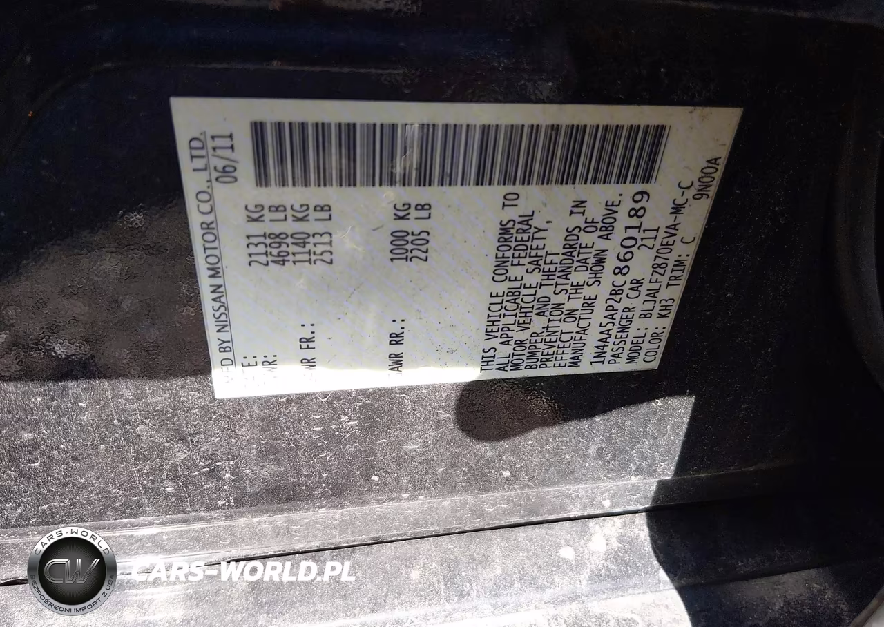 2011 Nissan Maxima 3.5 Sv VIN:1N4AA5AP2BC860189 - 9