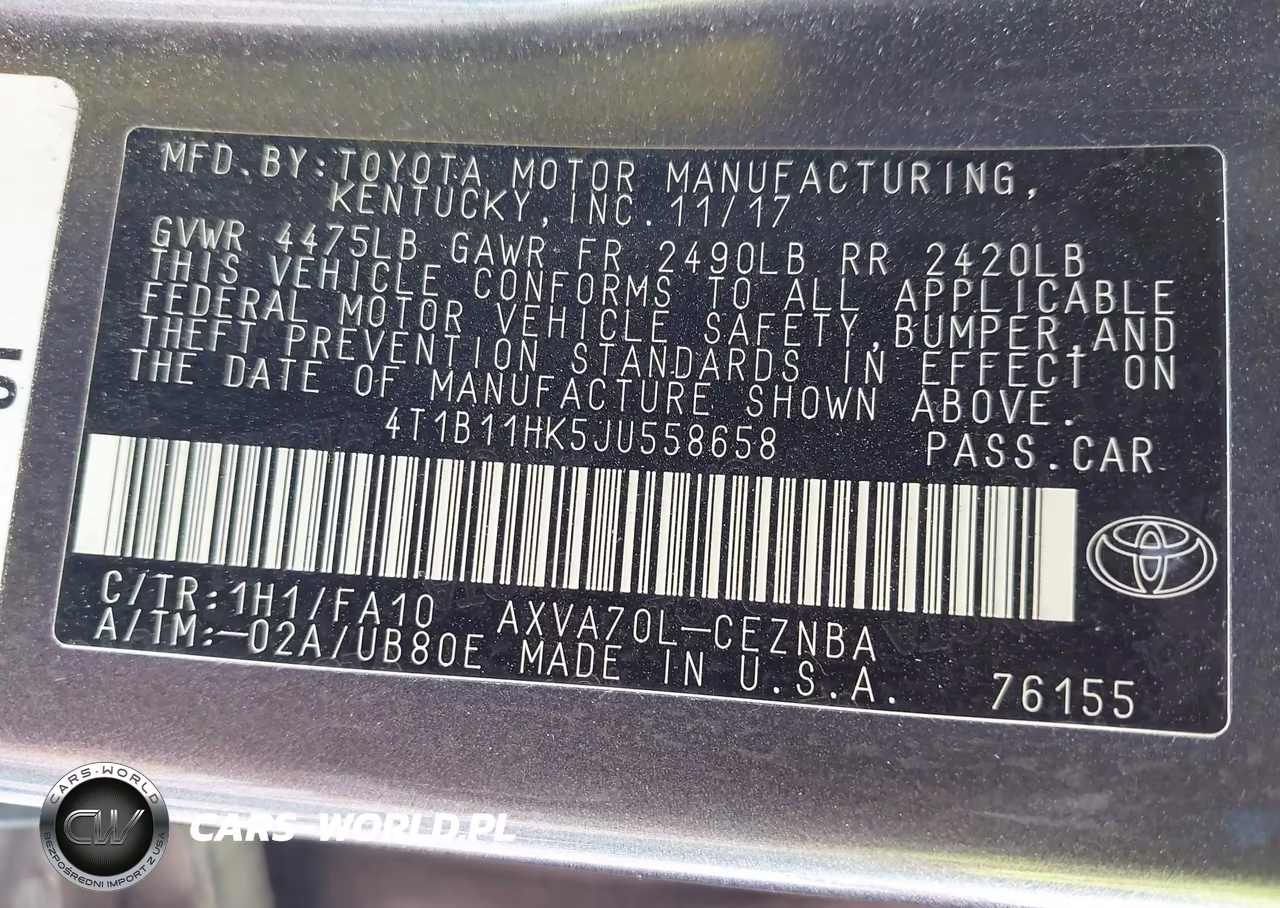 2018 Toyota Camry Le VIN:4T1B11HK5JU558658 - 9