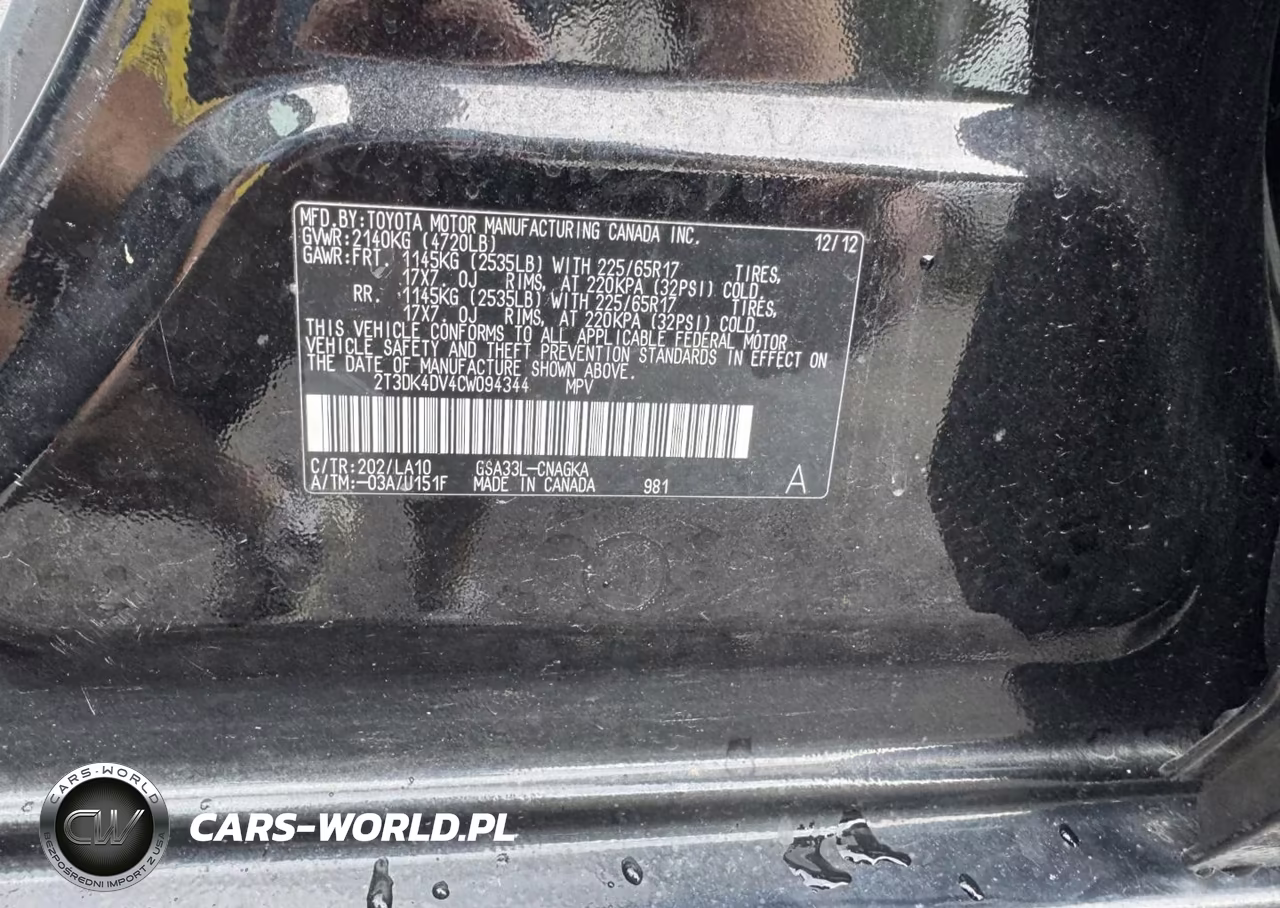 2012 Toyota Rav4 Limited V6 VIN:2T3DK4DV4CW094344 - 9