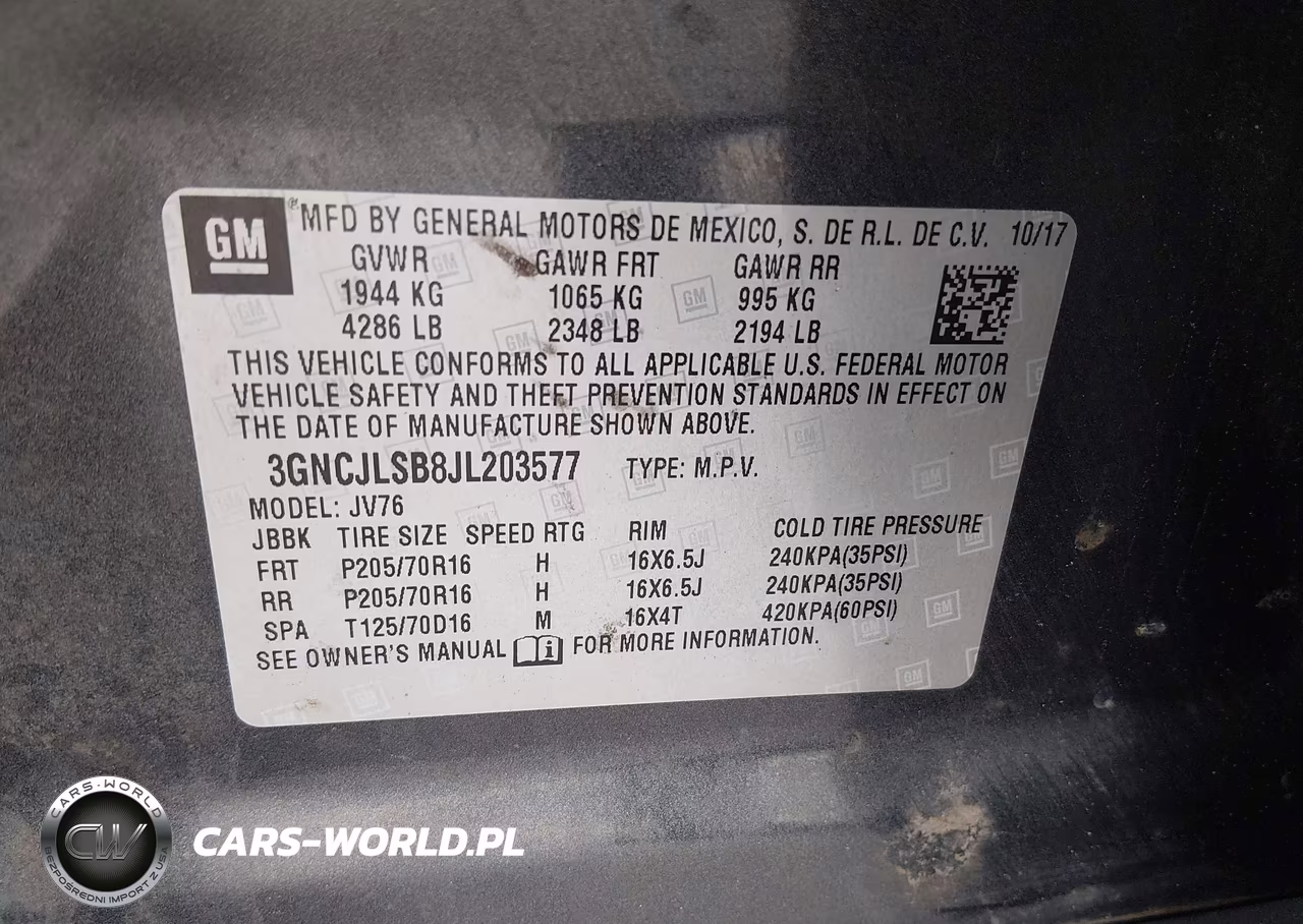 2018 Chevrolet Trax Lt VIN:3GNCJLSB8JL203577 - 9