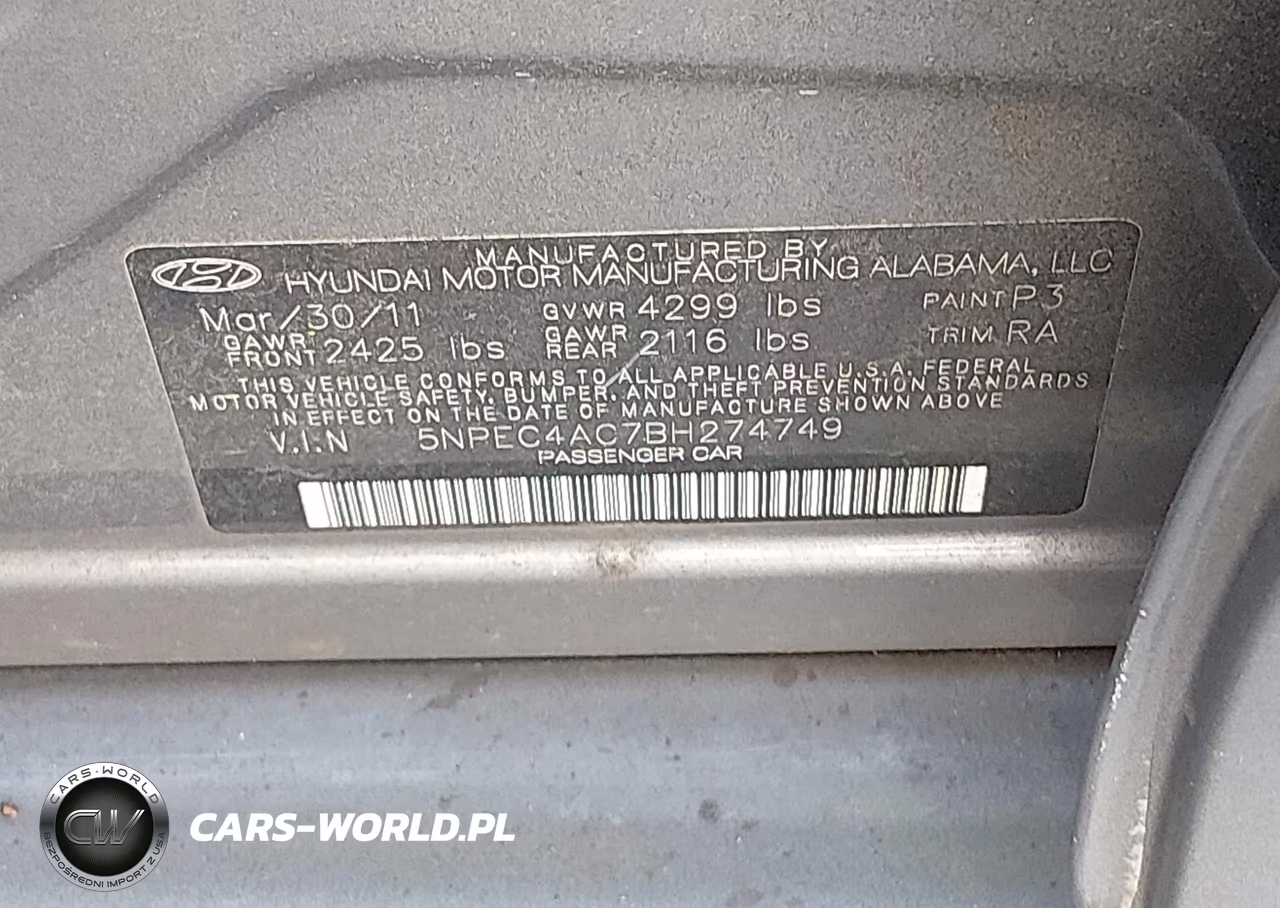 2011 Hyundai Sonata Se VIN:5NPEC4AC7BH274749 - 9