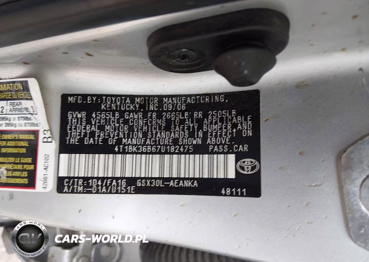 2007 Toyota Avalon Xl VIN:4T1BK36B67U182475 - 9