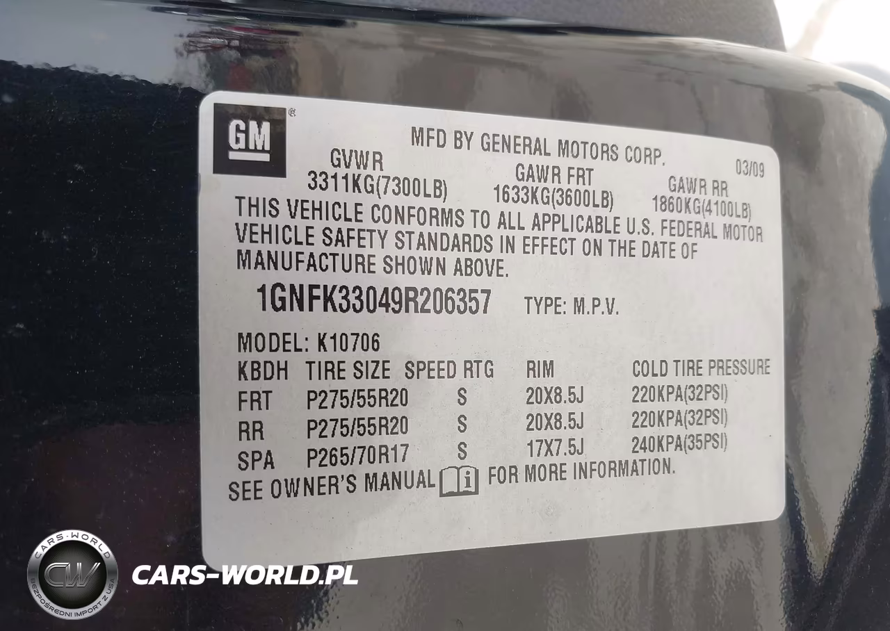 2009 Chevrolet Tahoe Ltz VIN:1GNFK33049R206357 - 9