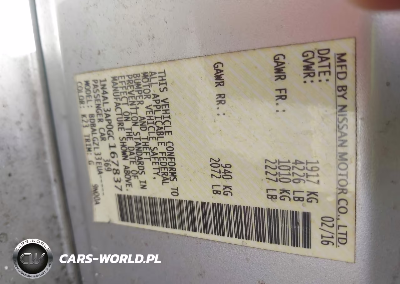2016 Nissan Altima 2.5-2.5 S-2.5 Sl-2.5 Sr-2.5 Sv VIN:1N4AL3AP0GC167837 - 9