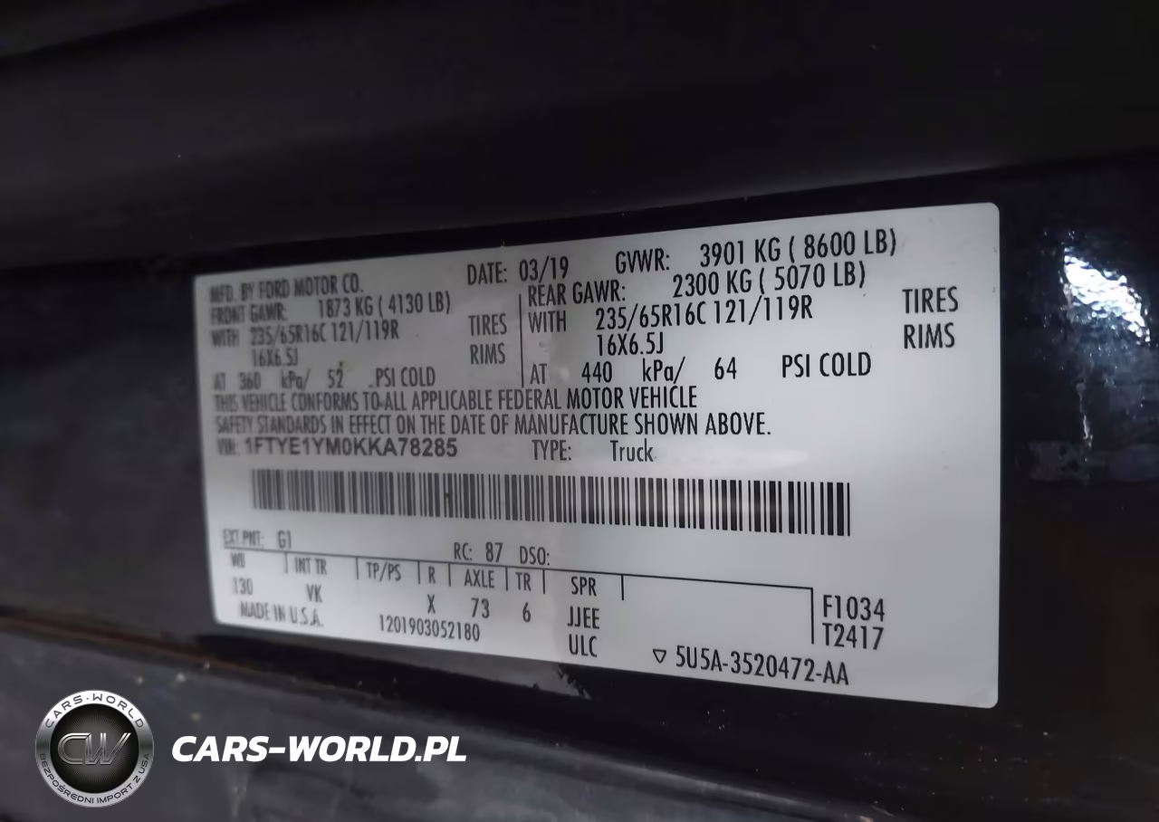 2019 Ford Transit-150 VIN:1FTYE1YM0KKA78285 - 9