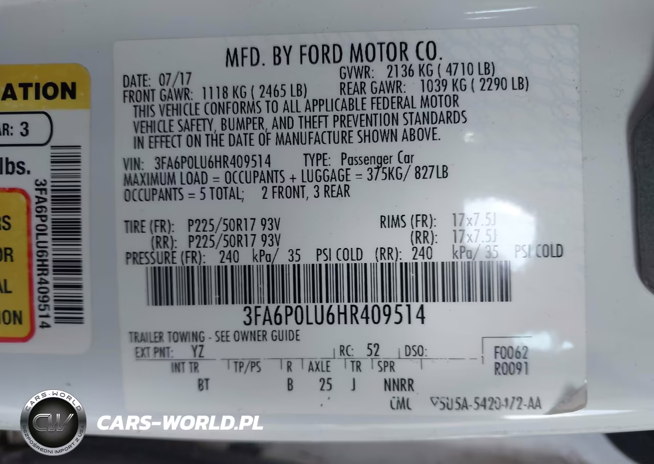 2017 Ford Fusion Hybrid Se VIN:3FA6P0LU6HR409514 - 9