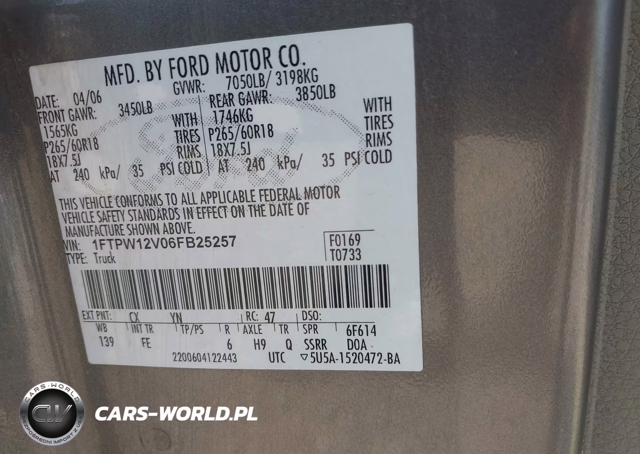 2006 Ford F-150 Lariat-Xlt VIN:1FTPW12V06FB25257 - 9