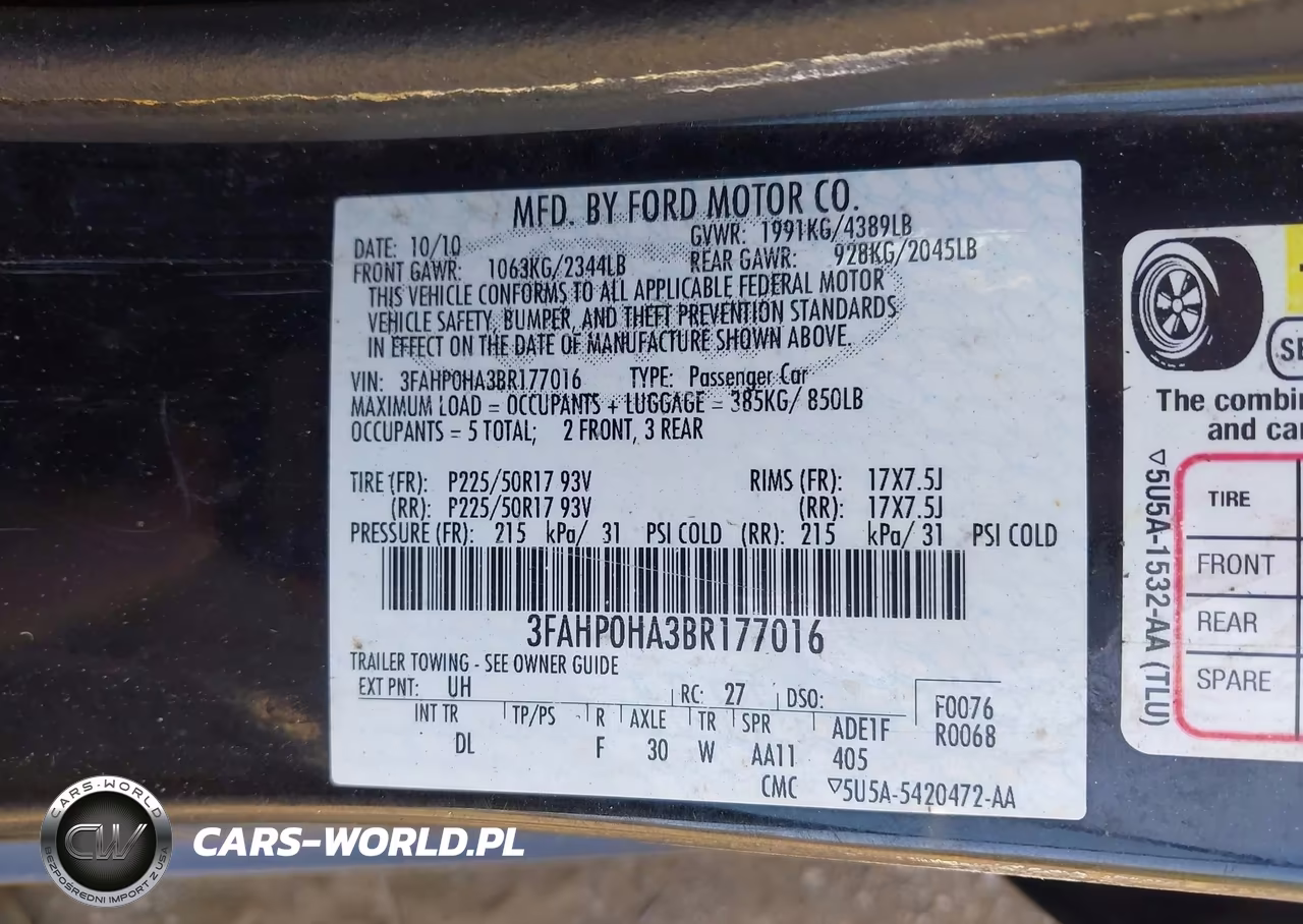 2011 Ford Fusion Se VIN:3FAHP0HA3BR177016 - 9
