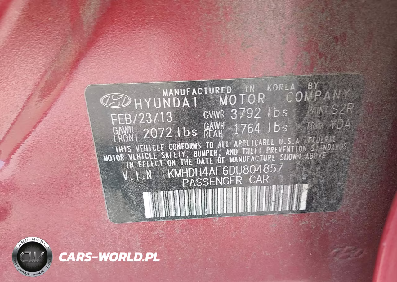 2013 Hyundai Elantra Gls VIN:KMHDH4AE6DU804857 - 9
