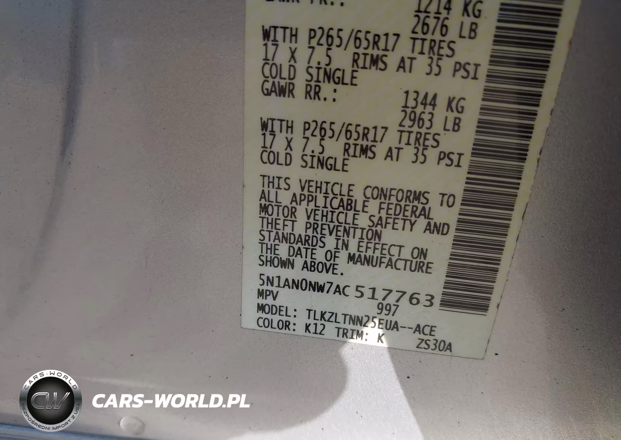 2010 Nissan Xterra Se VIN:5N1AN0NW7AC517763 - 9