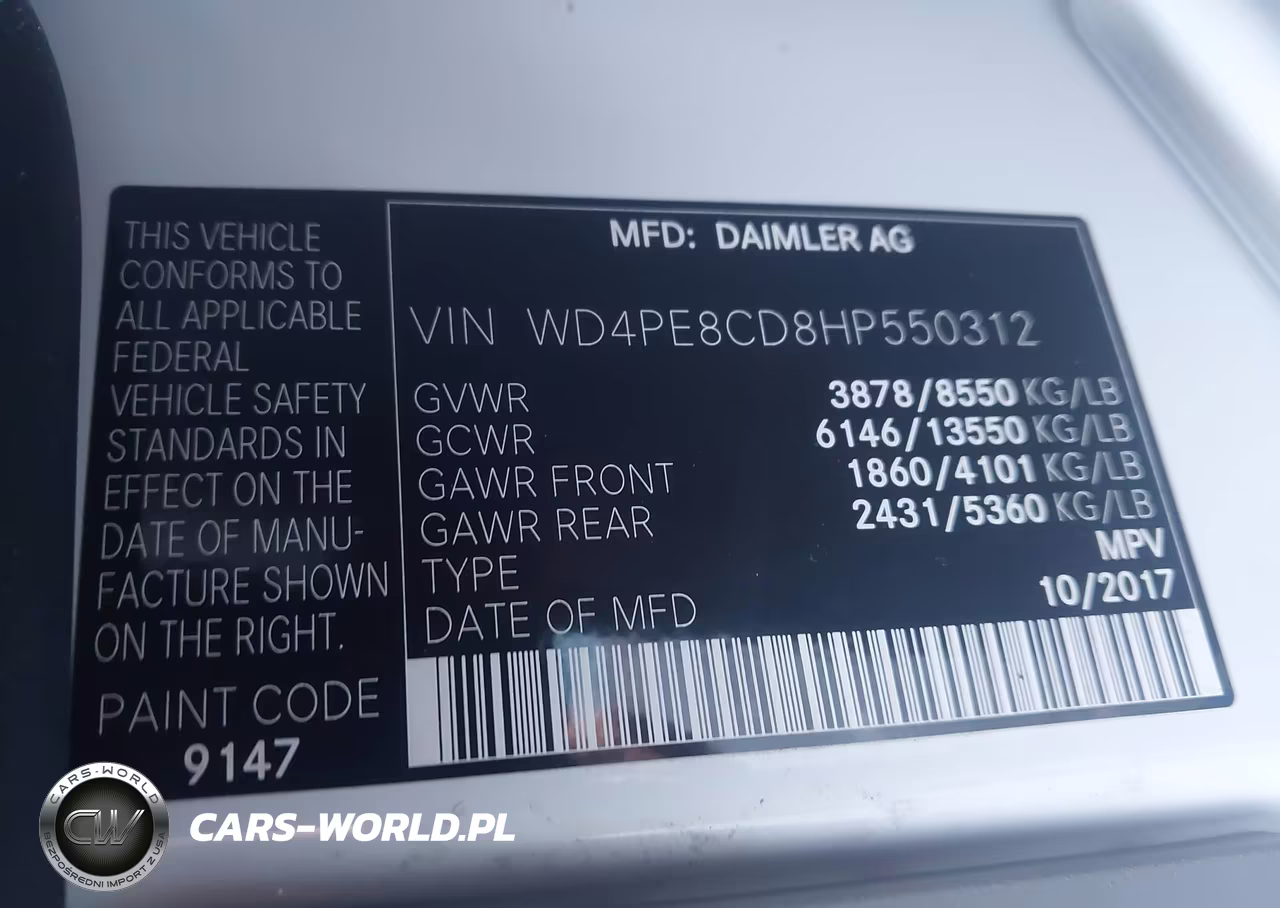 2017 Mercedes-Benz Sprinter 2500 High Roof V6 VIN:WD4PE8CD8HP550312 - 9
