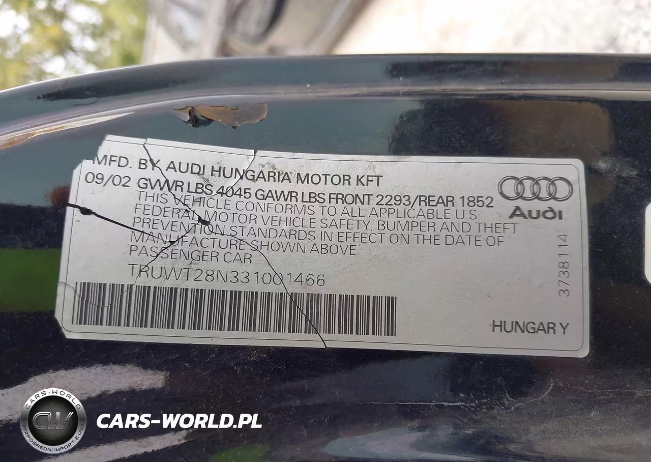 2003 Audi Tt 1.8L VIN:TRUWT28N331001466 - 9