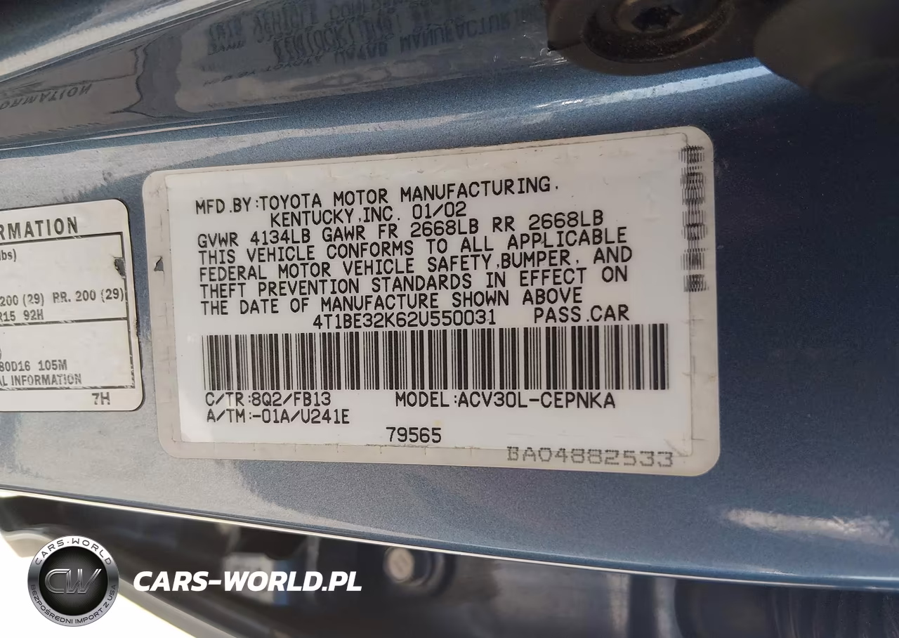 2002 Toyota Camry Le VIN:4T1BE32K62U550031 - 9