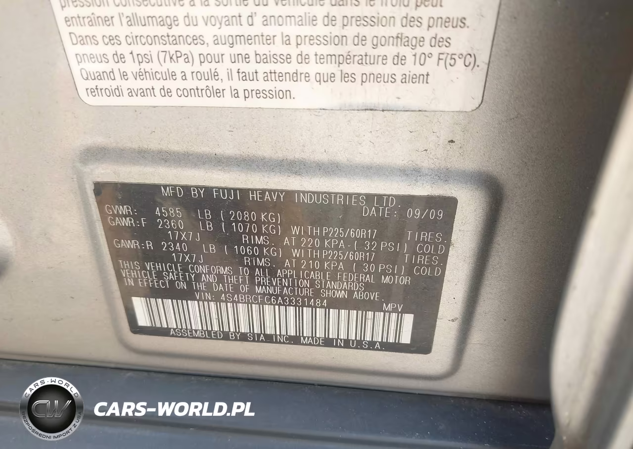2010 Subaru Outback 2.5I Premium VIN:4S4BRCFC6A3331484 - 9
