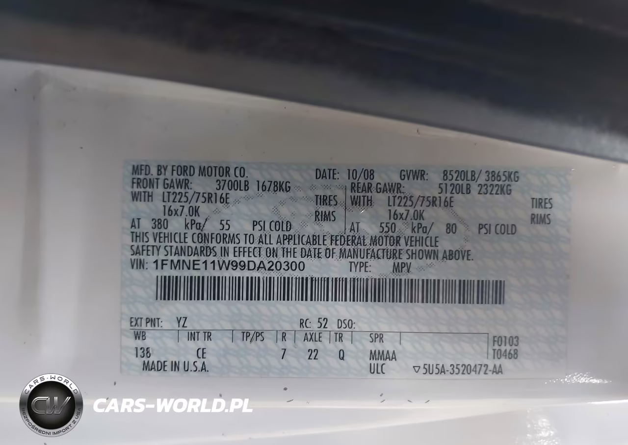 2009 Ford E-150 Xl-Xlt VIN:1FMNE11W99DA20300 - 9