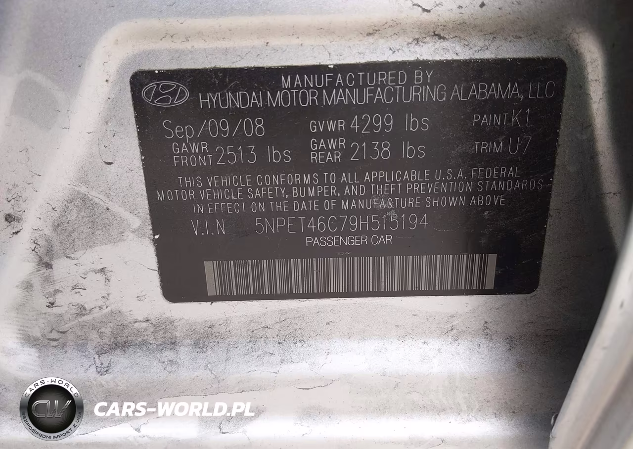 2009 Hyundai Sonata Gls VIN:5NPET46C79H515194 - 9
