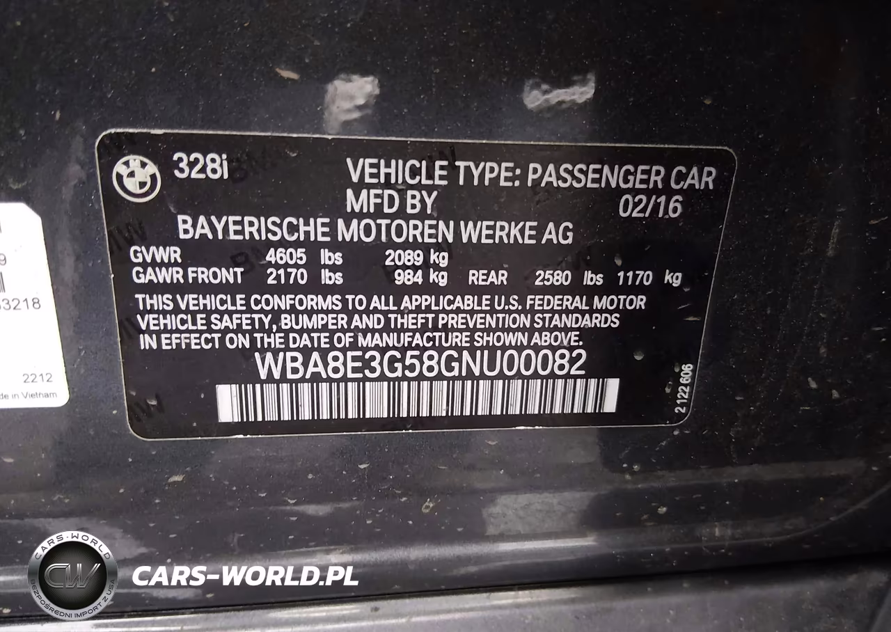 2016 BMW 328I xDrive VIN:WBA8E3G58GNU00082 - 9
