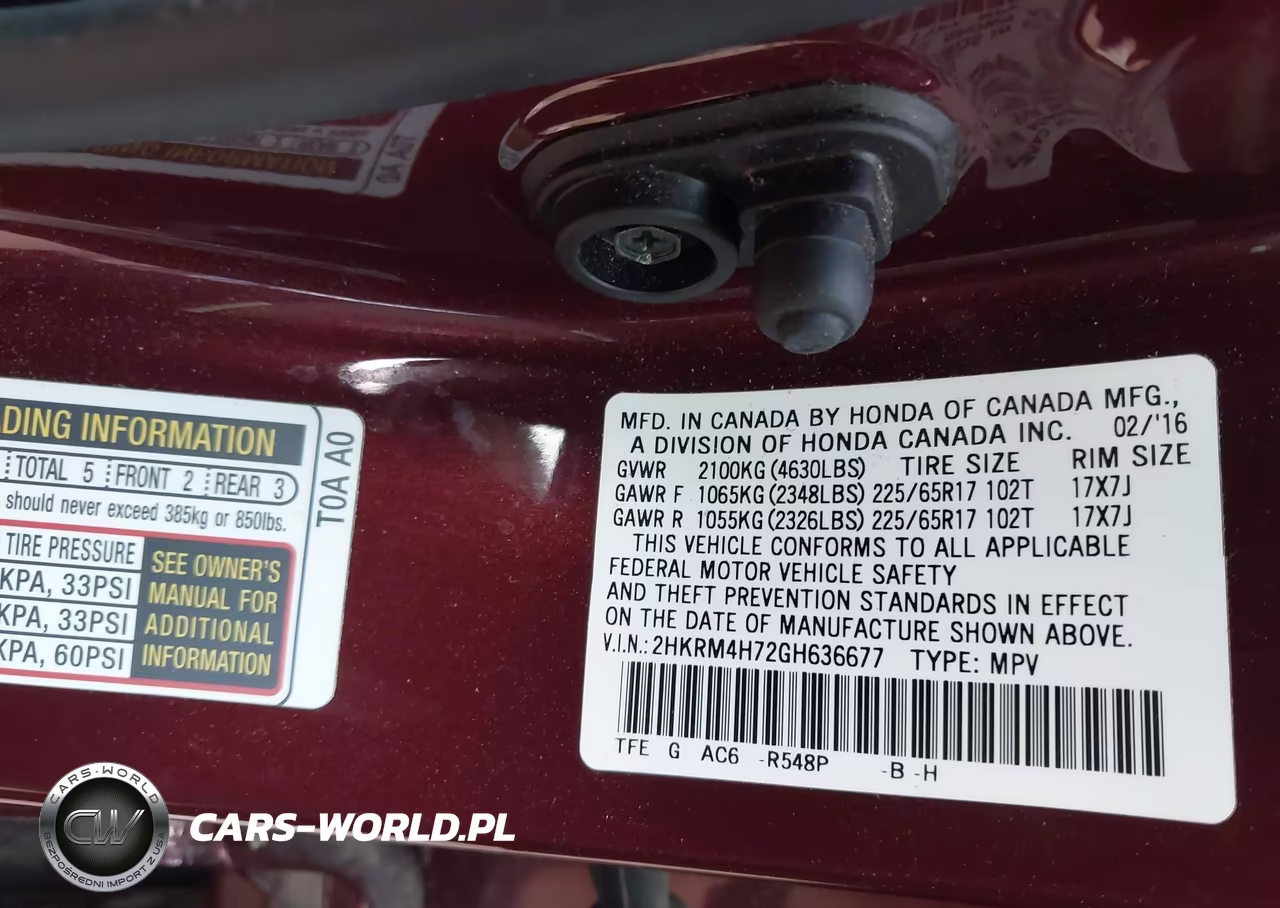 2016 Honda Cr-V Ex-L VIN:2HKRM4H72GH636677 - 9