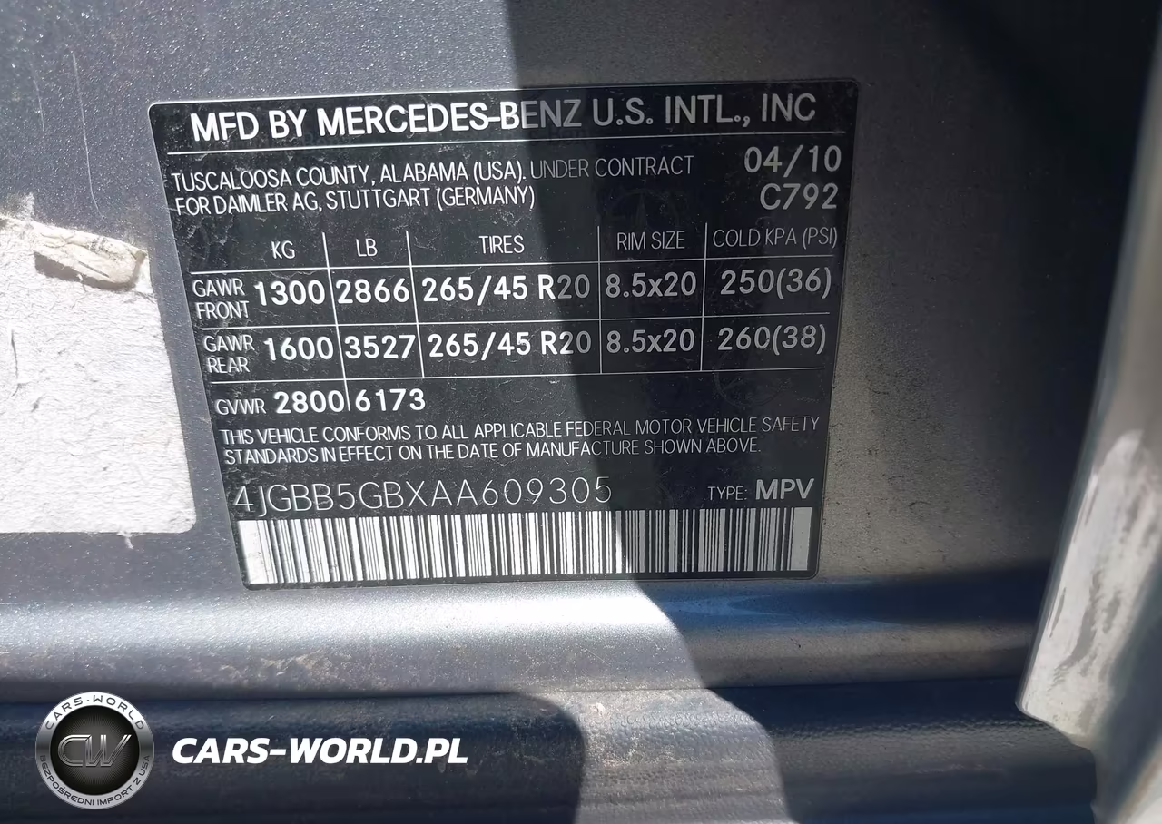 2010 MERCEDES-BENZ ML 350 350 VIN:4JGBB5GBXAA609305 - 9