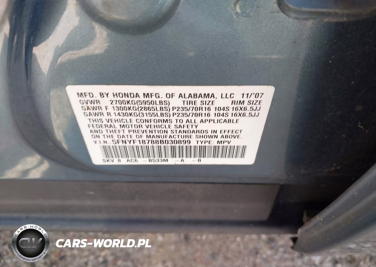 2008 Honda Pilot Ex-L VIN:5FNYF18788B030899 - 9