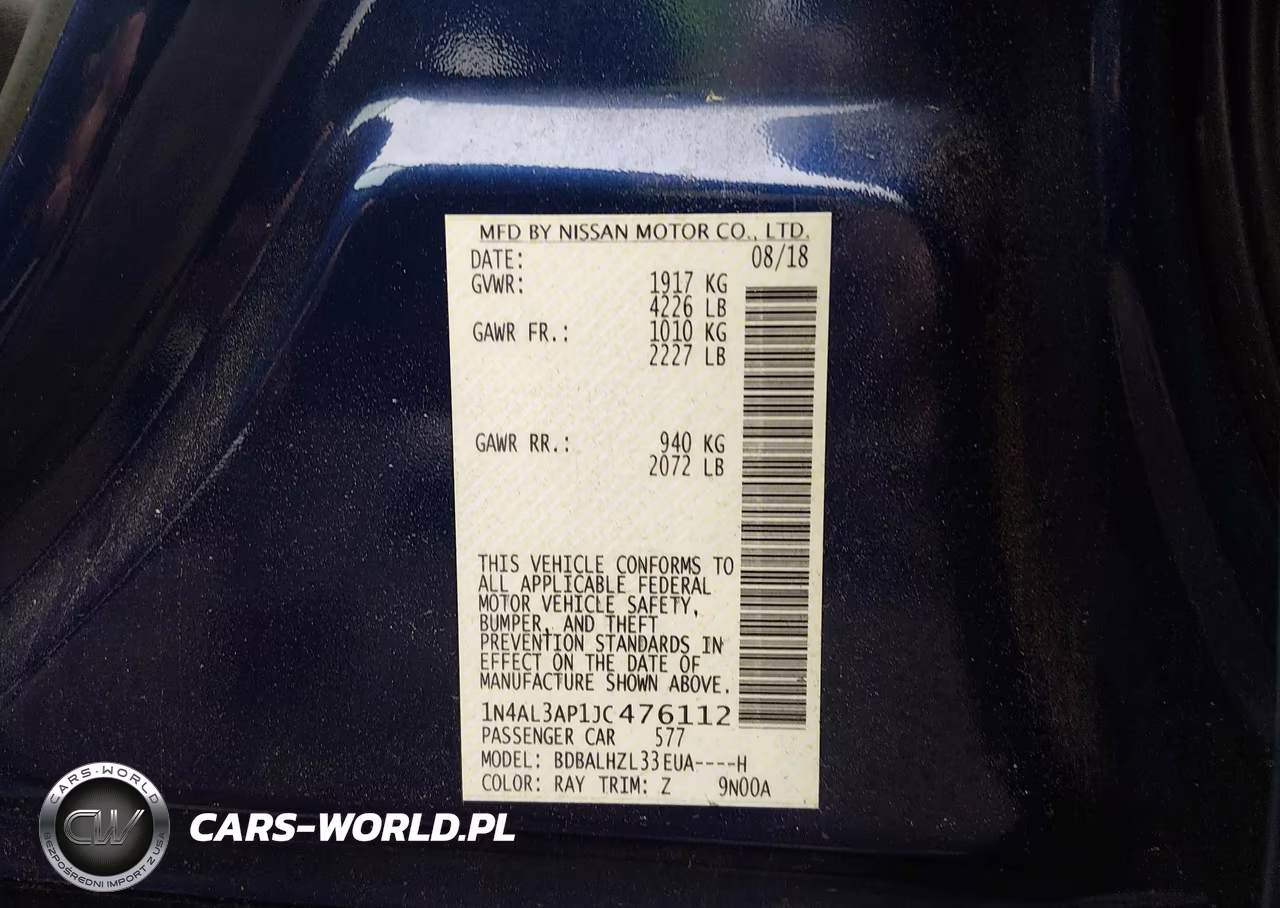 2018 Nissan Altima 2.5 Sr VIN:1N4AL3AP1JC476112 - 9