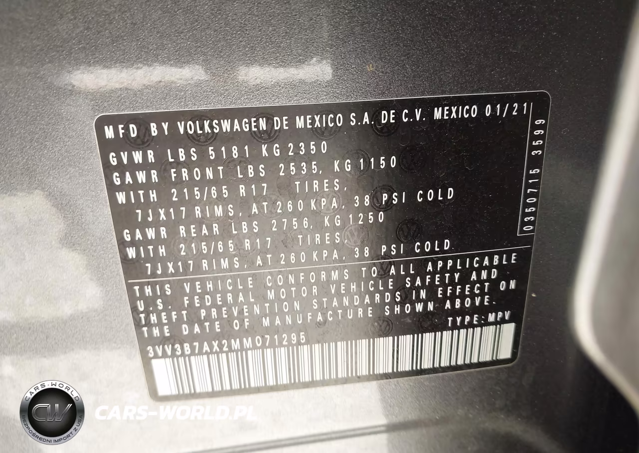 2021 Volkswagen Tiguan VIN:3VV3B7AX2MM071295 - 9