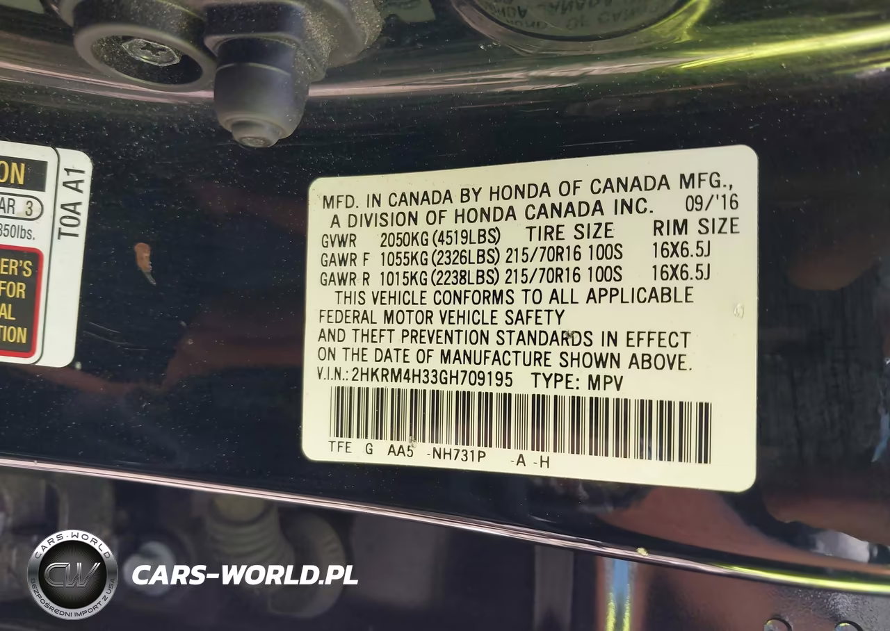 2016 Honda Cr-V Lx VIN:2HKRM4H33GH709195 - 9