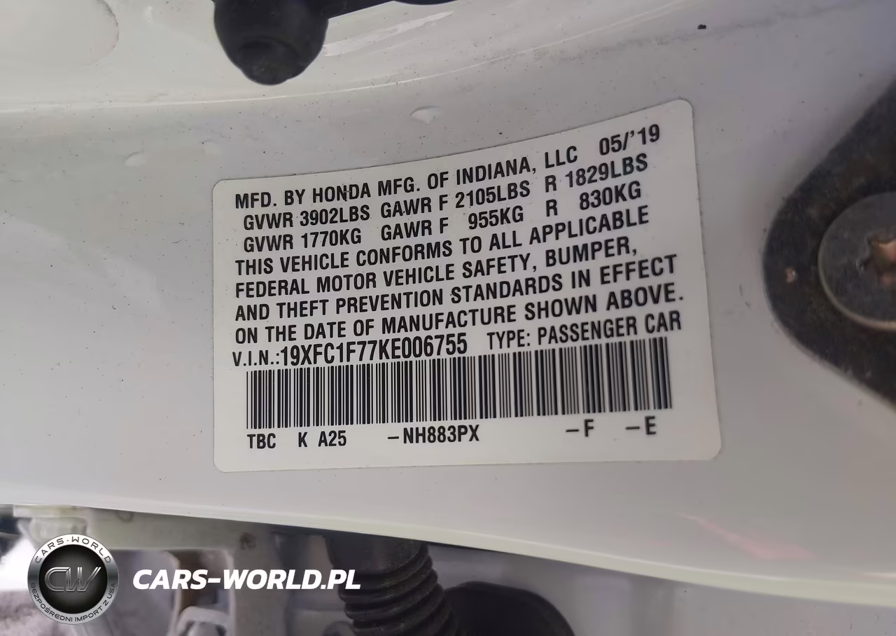 2019 Honda Civic Ex-L VIN:19XFC1F77KE006755 - 9