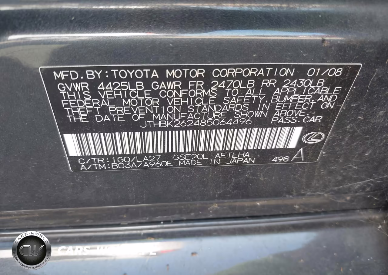 2008 Lexus Is 250 VIN:JTHBK262485064496 - 9