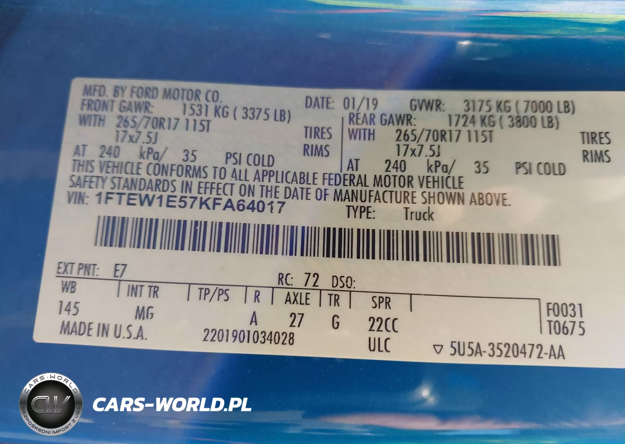 2019 Ford F-150 Xlt VIN:1FTEW1E57KFA64017 - 9
