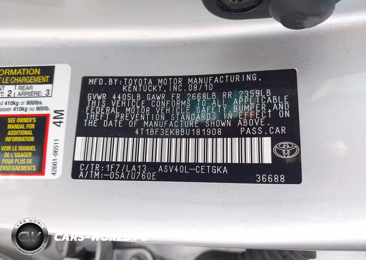 2011 Toyota Camry Xle VIN:4T1BF3EK8BU181908 - 9