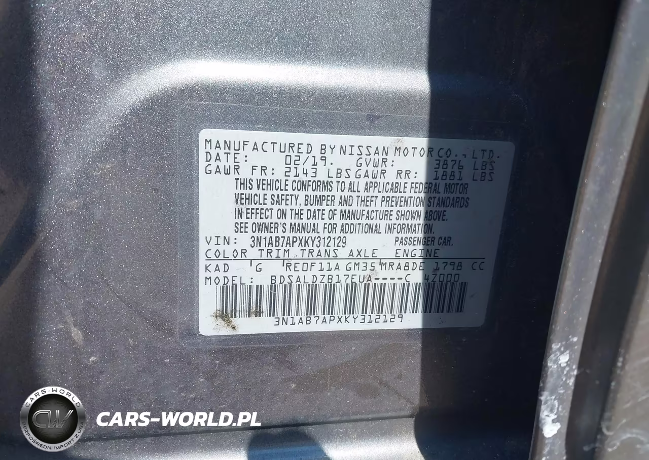 2019 Nissan Sentra Sv VIN:3N1AB7APXKY312129 - 9