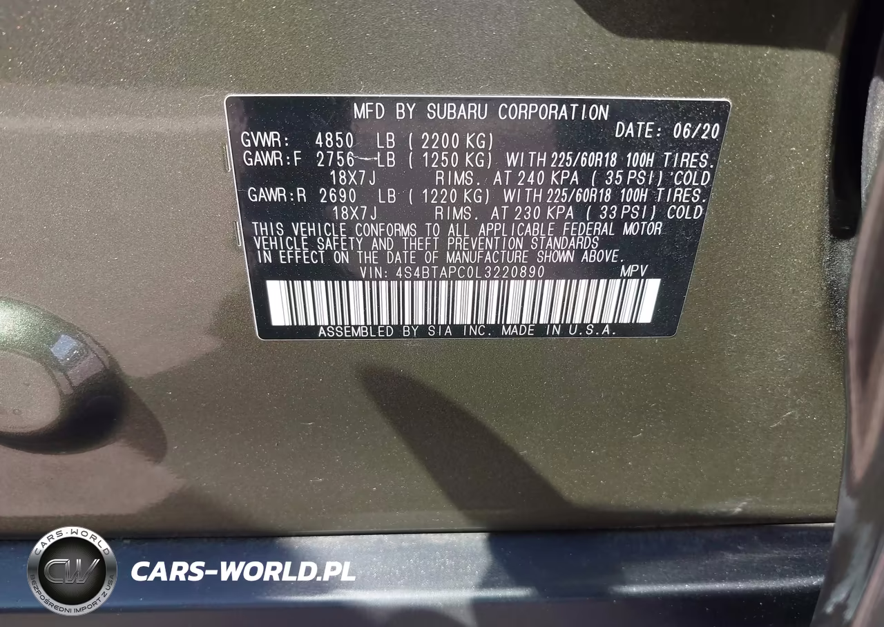 2020 Subaru Outback Touring VIN:4S4BTAPC0L3220890 - 9
