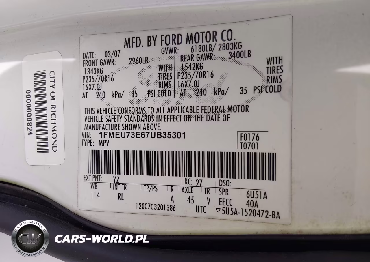 2007 Ford Explorer Xlt VIN:1FMEU73E67UB35301 - 9