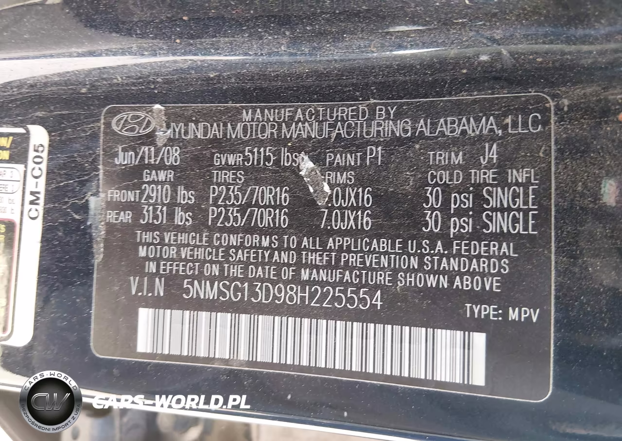 2008 Hyundai Santa Fe Gls VIN:5NMSG13D98H225554 - 9