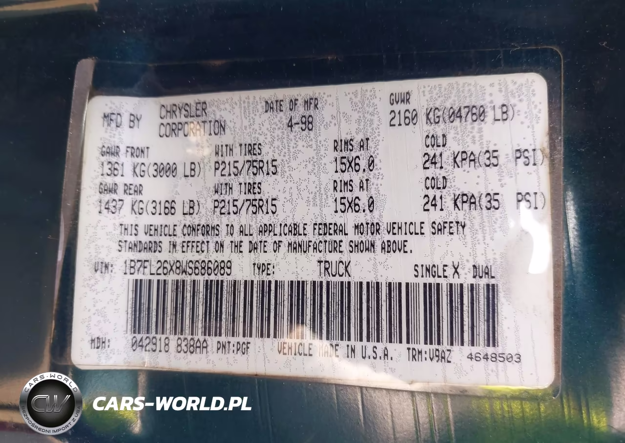 1998 Dodge Dakota Slt-Sport VIN:1B7FL26X8WS686089 - 9
