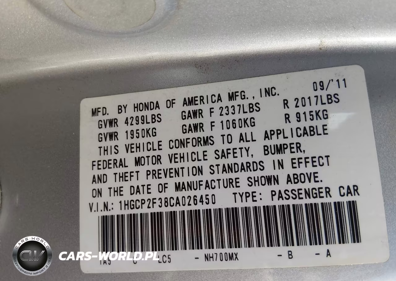 2012 Honda Accord 2.4 Lx VIN:1HGCP2F38CA026450 - 9