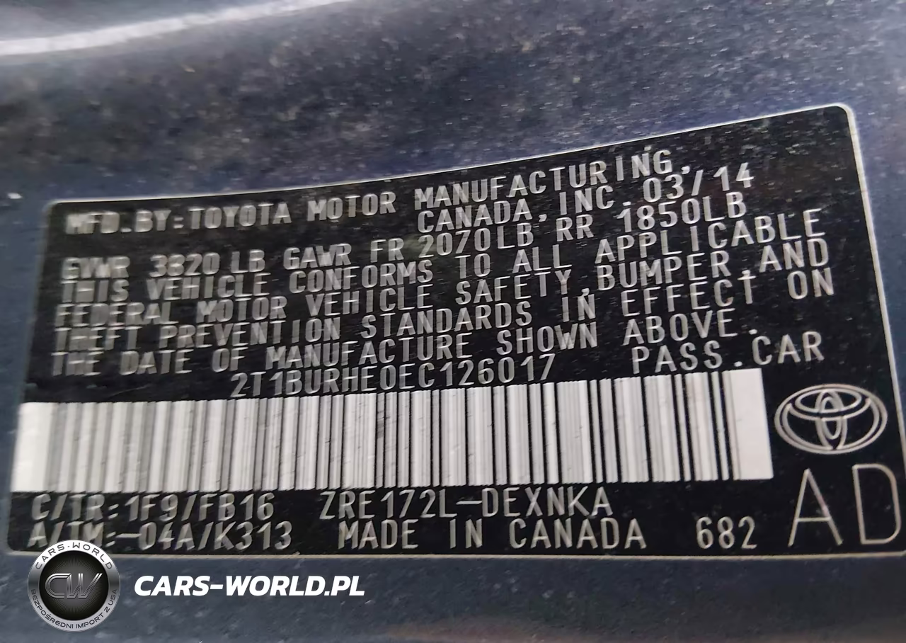 2014 Toyota Corolla Le VIN:2T1BURHE0EC126017 - 9