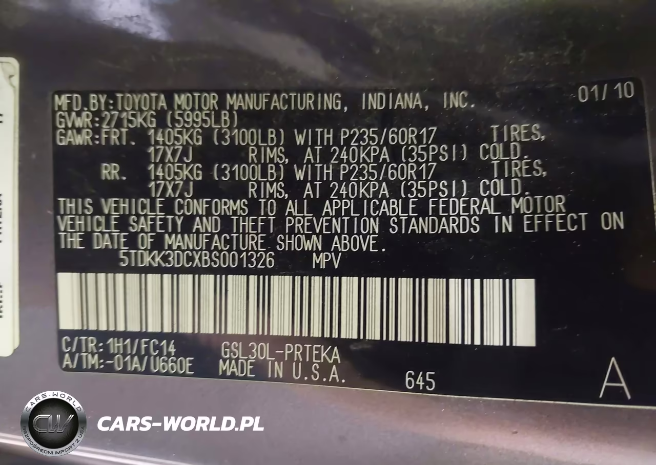2011 Toyota Sienna Le V6 VIN:5TDKK3DCXBS001326 - 9