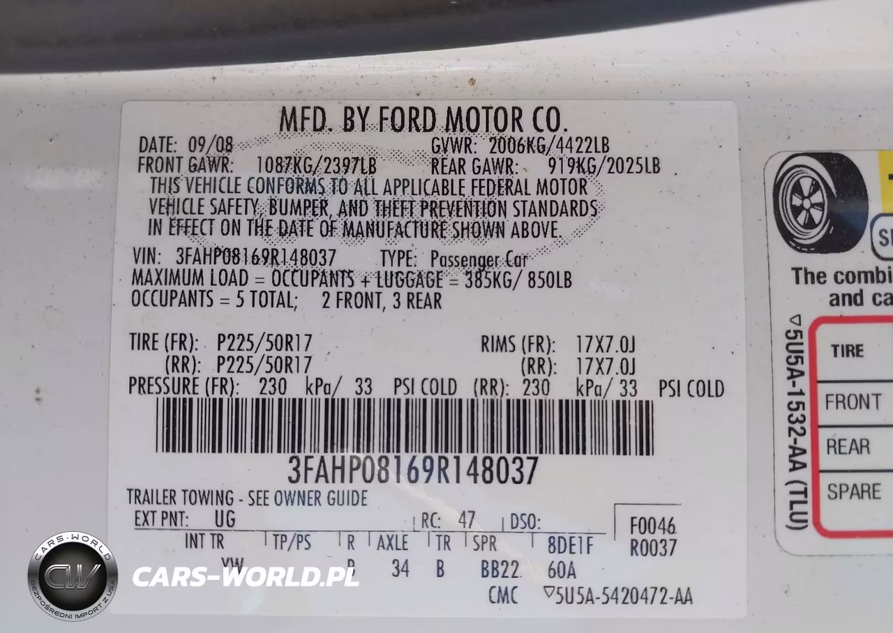 2009 Ford Fusion Sel VIN:3FAHP08169R148037 - 9