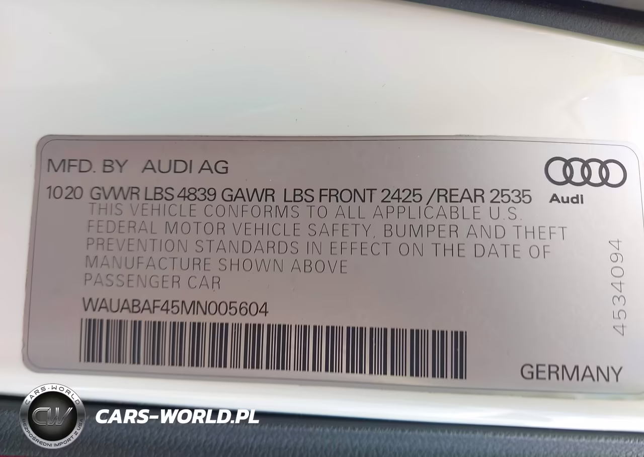 2021 Audi A4 Premium 40 Tfsi Quattro S Tronic VIN:WAUABAF45MN005604 - 9