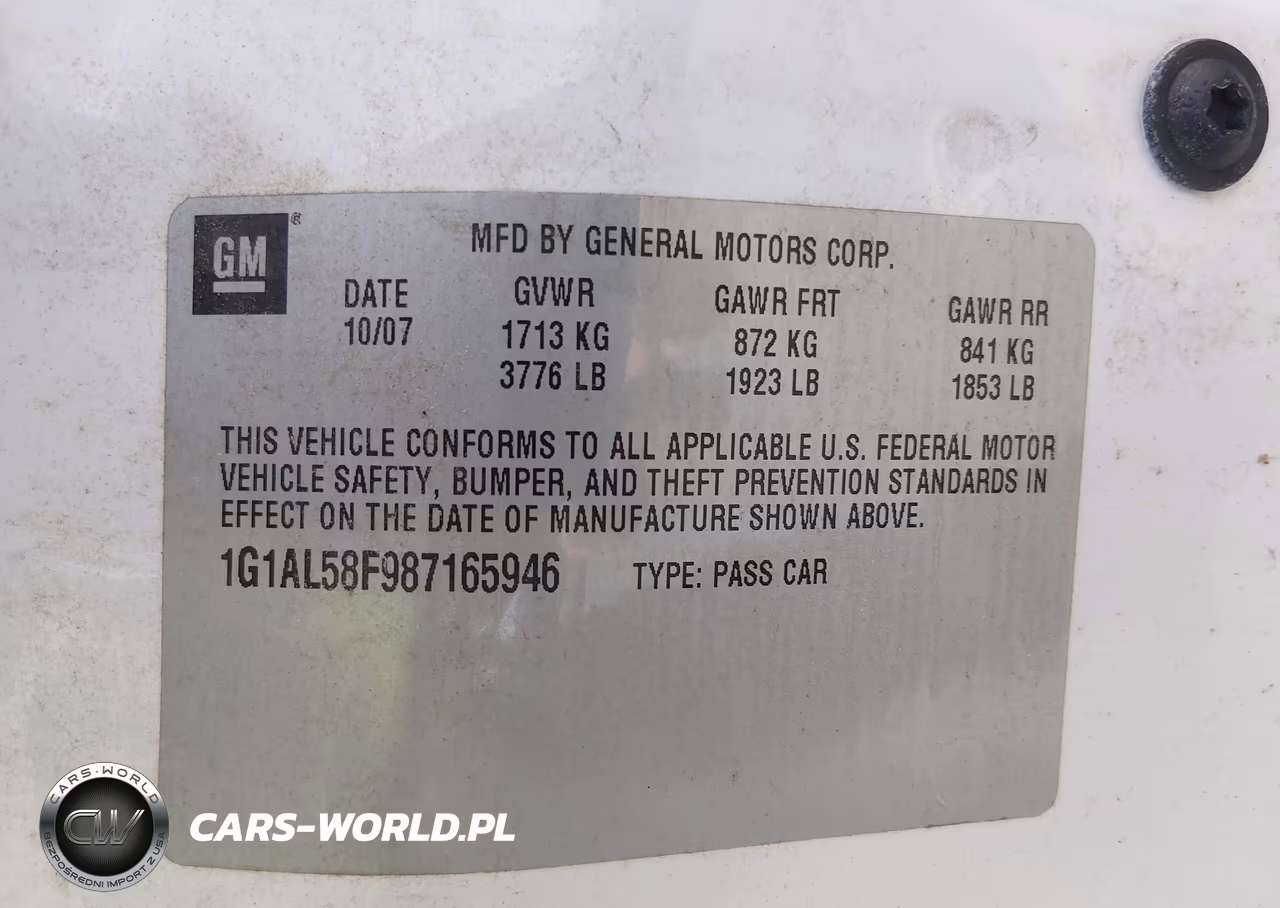 2008 Chevrolet Cobalt Lt VIN:1G1AL58F987165946 - 9