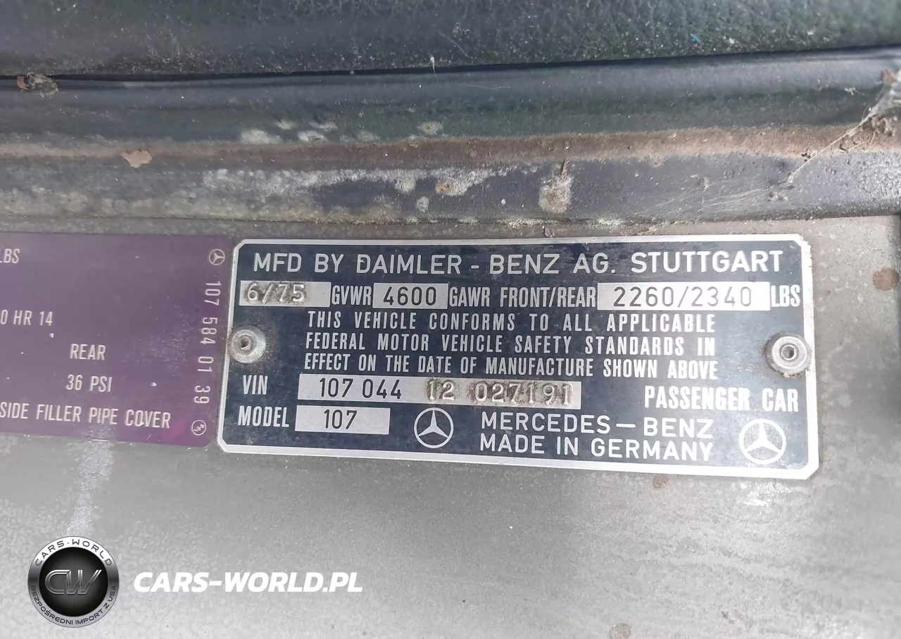 1975 Mercedes-Benz 450Sl VIN:00010704412027191 - 9