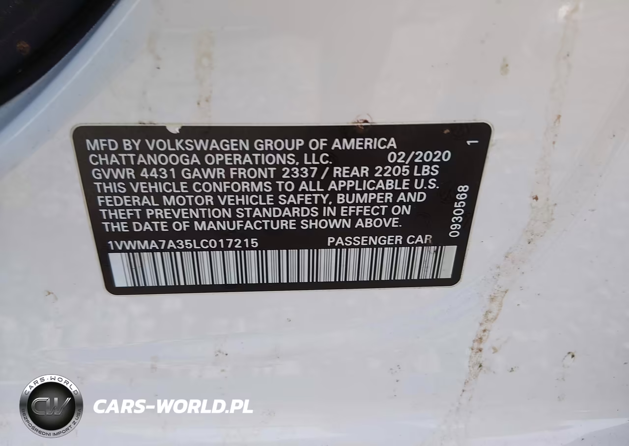 2020 Volkswagen Passat 2.0T R-Line VIN:1VWMA7A35LC017215 - 9