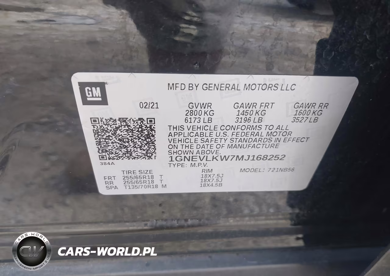 2021 Chevrolet Traverse Awd 1Fl VIN:1GNEVLKW7MJ168252 - 9