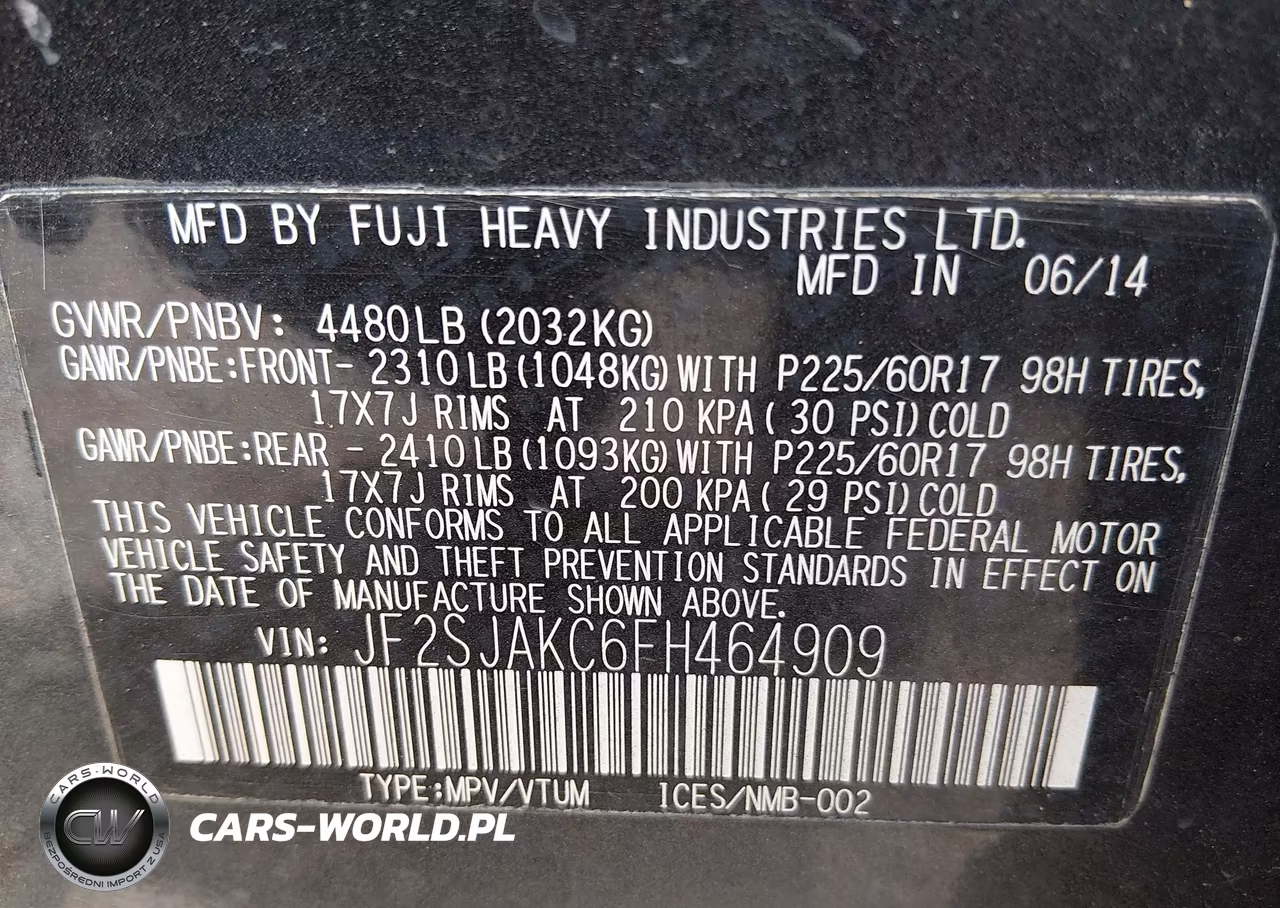 2015 Subaru Forester 2.5I Limited VIN:JF2SJAKC6FH464909 - 9