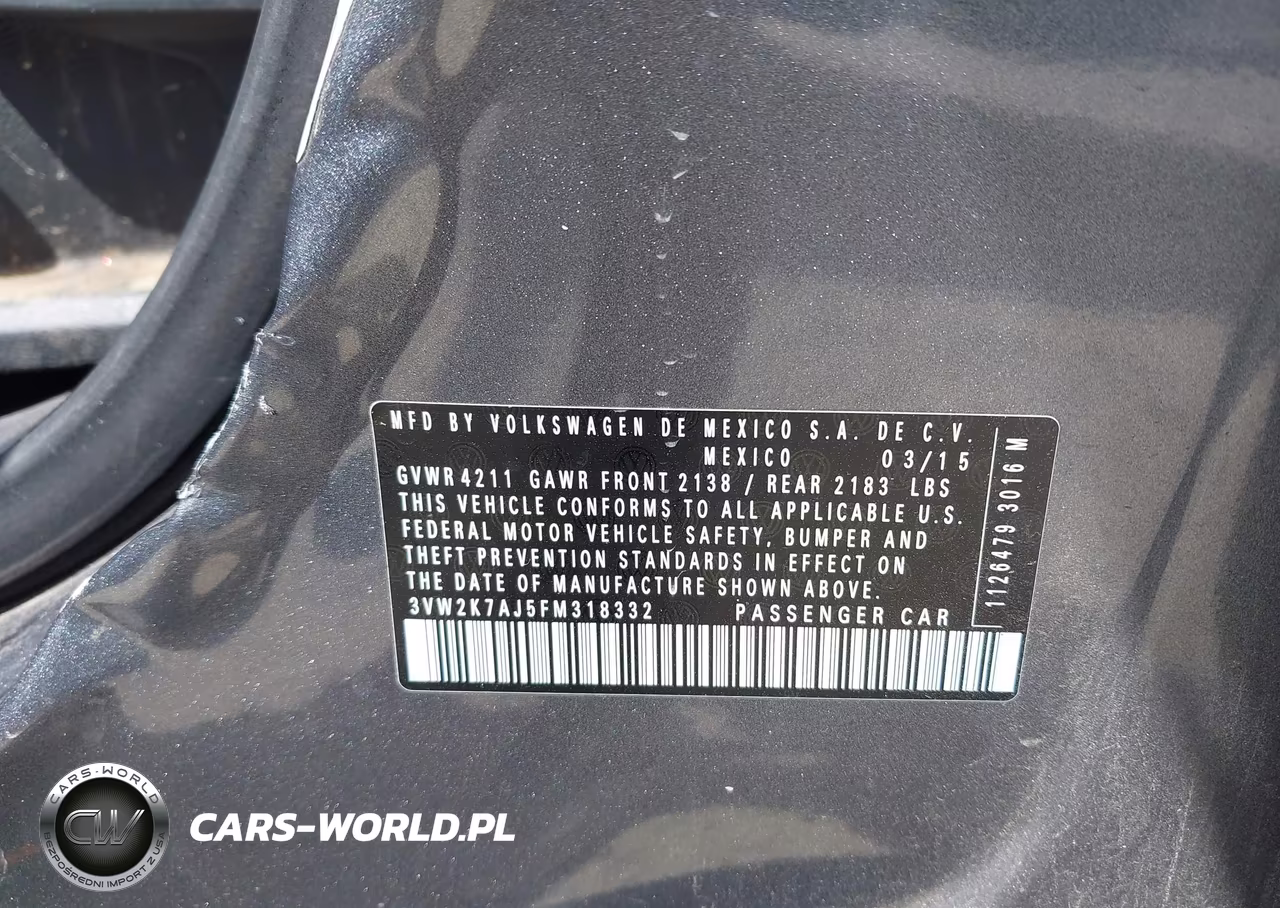 2015 Volkswagen Jetta 2.0L S VIN:3VW2K7AJ5FM318332 - 9