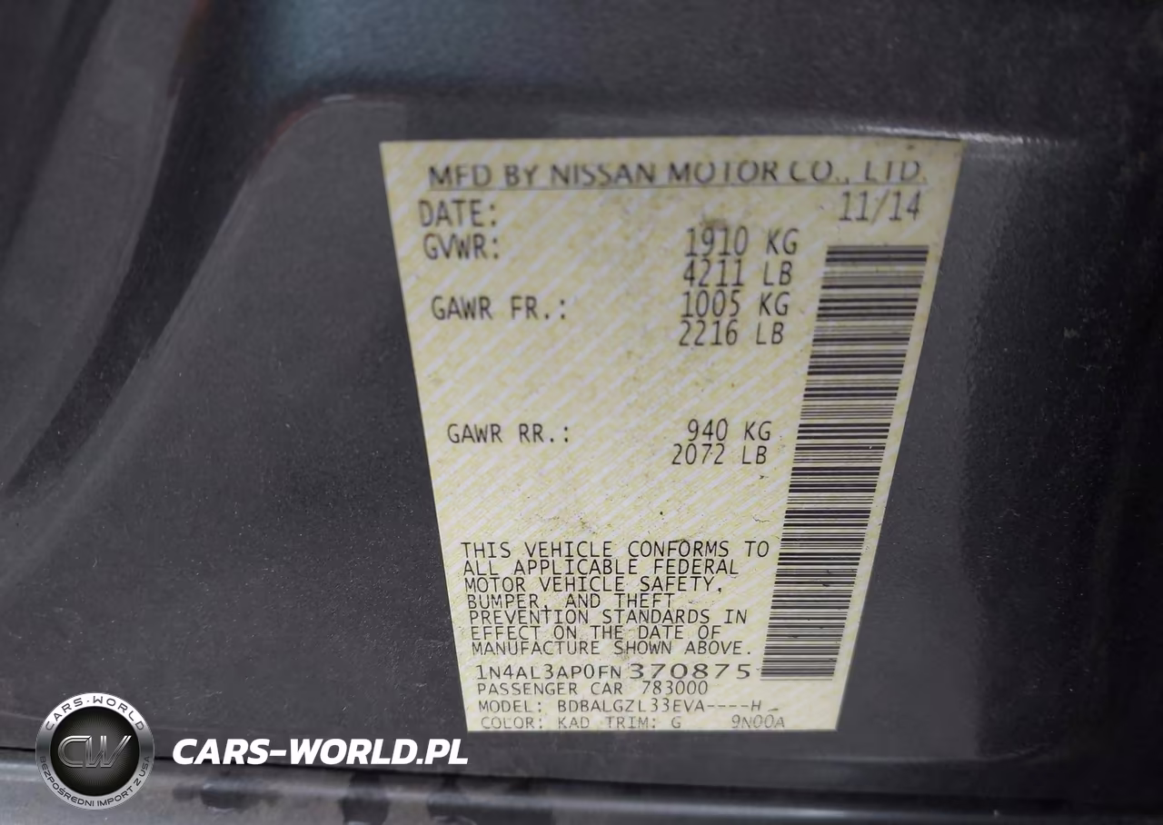 2015 Nissan Altima 2.5 S VIN:1N4AL3AP0FN370875 - 9